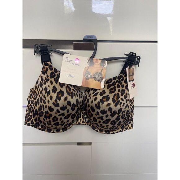 Secret Treasures Animal Print Full Coverage Back & Side Smoothing T- Shirt Bra S - Picture 3 of 6